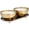 White Wax Egyptian Mint Scented Candle Set with Gold Hammered Containers and Oval Holding Tray